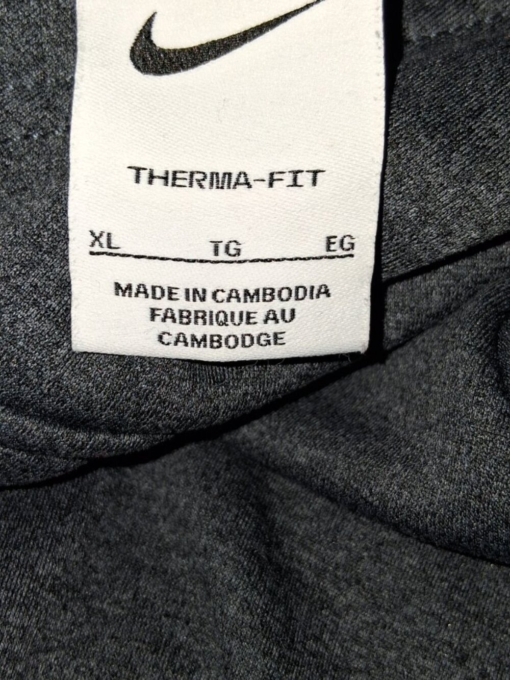 NIKE-GREY-PULL OVER-HOODIE-THUMB HOLES-LOGO ON FRONT-XL - Picture 4 of 6